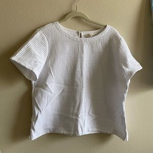 Eileen Fisher white checked blouse